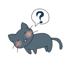 疑問に思う黒猫