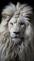 Portrait Calm and Confidence White Lion Head Background