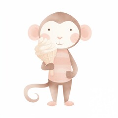 Cute monkey illustration on white background