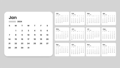 modern and clean 2024 new year calendar template a printable design