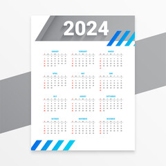 elegant white and blue 2024 annual planner calendar layout design