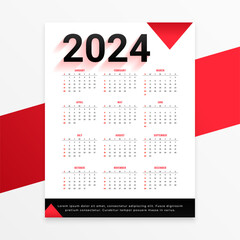 white and red 2024 new year calendar layout schedule business task