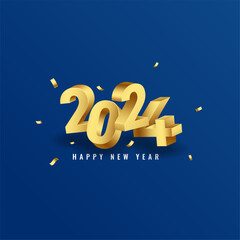 Fototapeta na wymiar 3d style 2024 new year celebration background with confetti decor