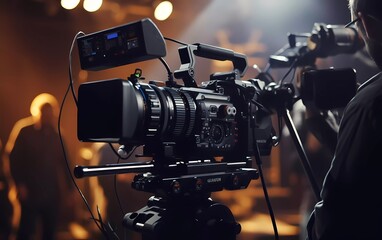 media production video camera in recording studio. generative ai