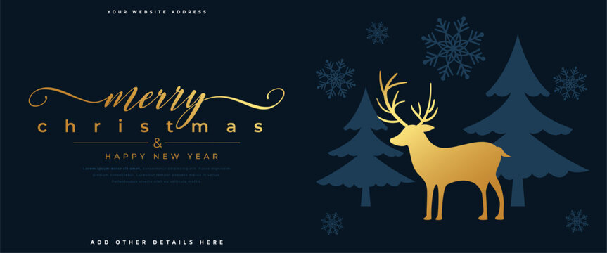 decorative merry christmas festive wishes wallpaper with golden reindeer
