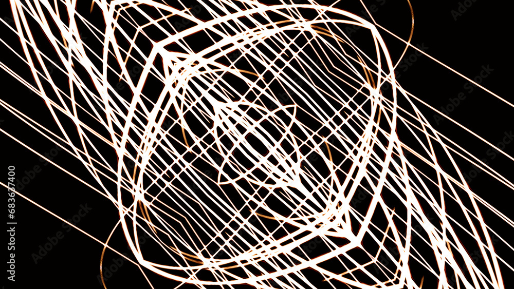 Poster the glow lines overlapped a large number of them on a black background. design. stripes stretching a