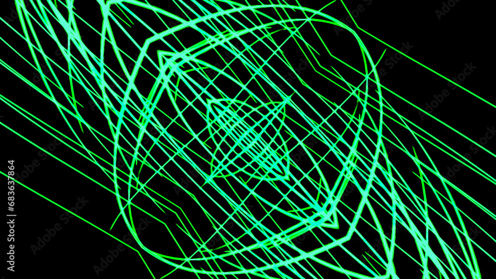 Poster the glow lines overlapped a large number of them on a black background. design. stripes stretching a