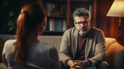 The Concept of a Behavioural therapy. Psychology Therapy Session - Patient Talking to Mental Health Professional