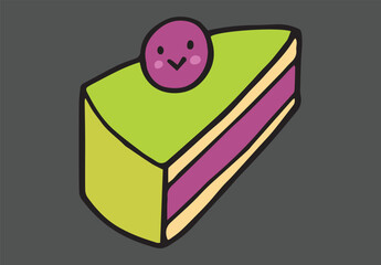 cute kawaii cake vector illustration