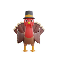 3D illustration Thanksgiving Pilgrim Turkey