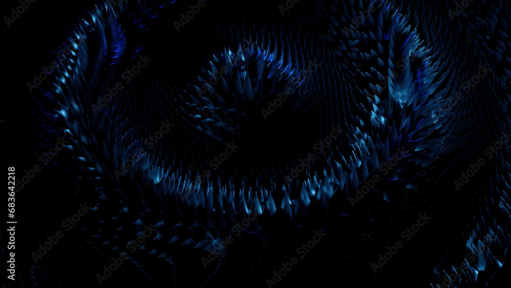 Poster the circle shapes spreading continuously. design. metal technological background with moving rings o