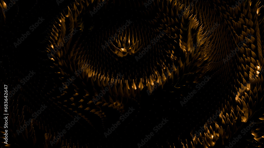 Poster the circle shapes spreading continuously. design. metal technological background with moving rings o