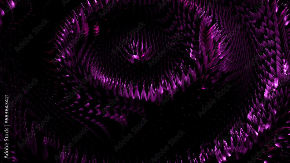 Poster moving glowing rings virtual surface. design. 3d moving waves of technological particles.
