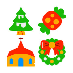 christmas objects vector illustrations set