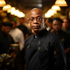 Fototapeta premium Culinary excellence: Portrait of an African American chef