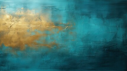 Uniform Ocean Blue Texture with a Stroke of Gold Paint