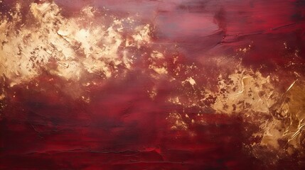 Fototapeta premium Uniform maroon texture with a stroke of gold paint