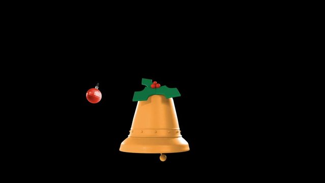 3D Animation Video of Christmas Day Icon with Bell Icon