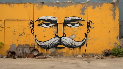 Graffiti Man with Handlebar Mustache