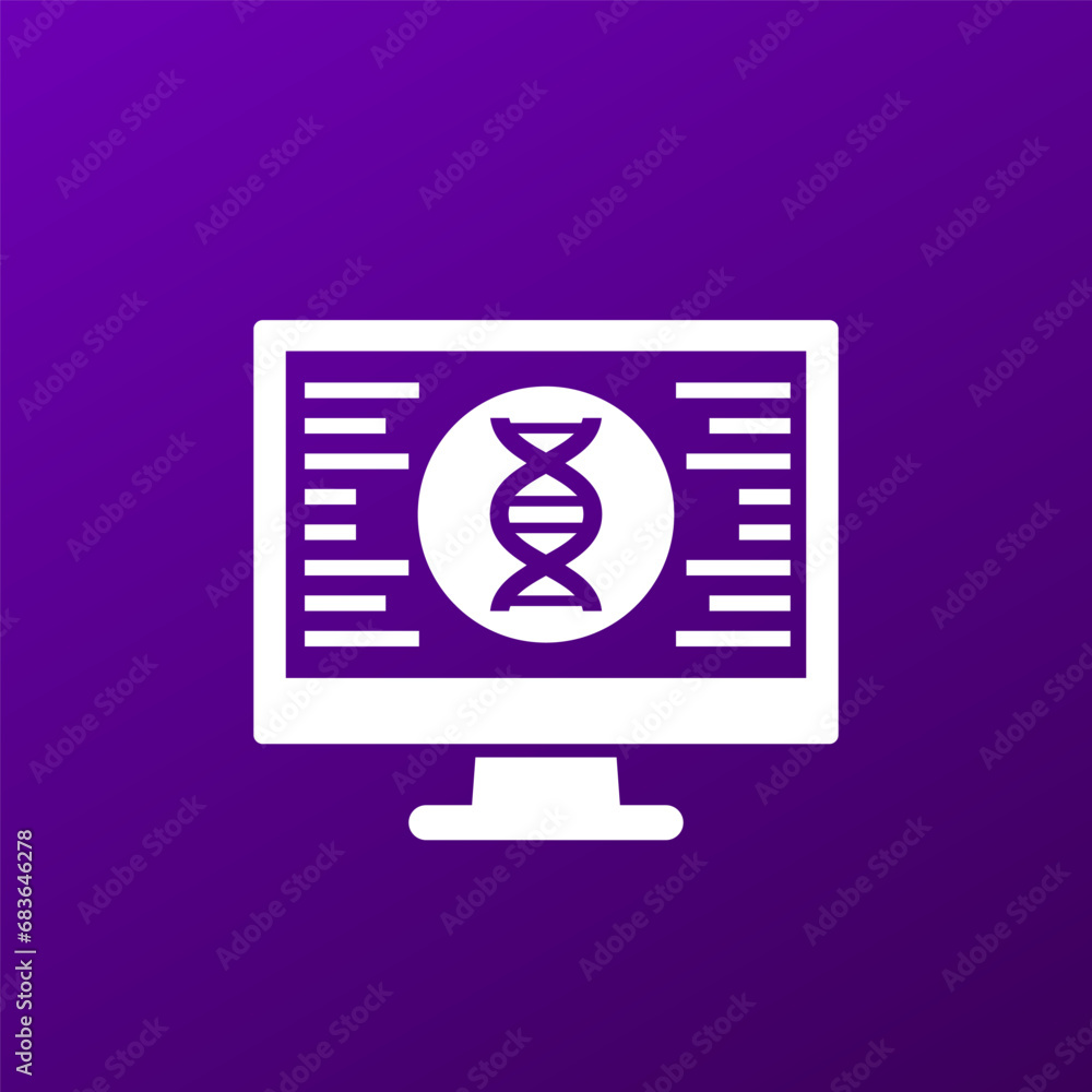 Poster bioinformatics icon, analysis of biological data vector