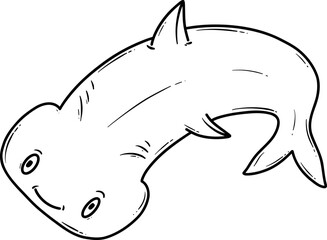 Naklejka premium underwater fish cartoon outline