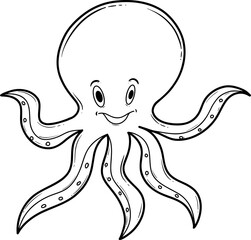 octopus cartoon outline