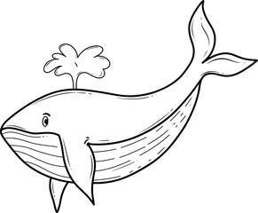 Fototapeta na wymiar whale fish cartoon outline