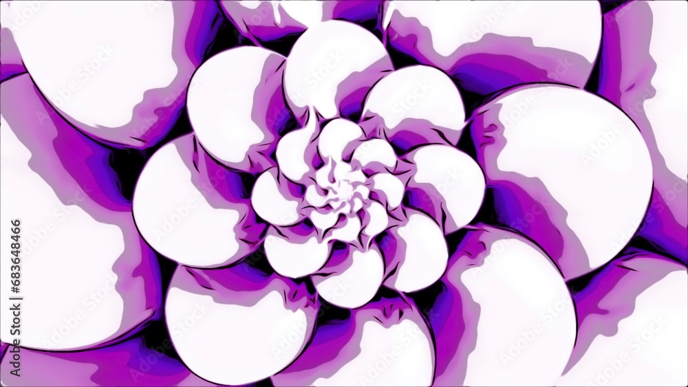 Poster rotating 3d spiral with stones. design. rotating 3d spiral with floral shape. dizzying spiral rotate
