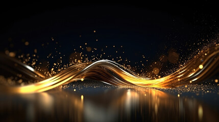 Fototapeta na wymiar Abstract futuristic background with gold and blue glowing neon moving high speed wave lines and bokeh lights. Visualization of sound waves. Data transfer concept. yellow wave wallpaper. technology 