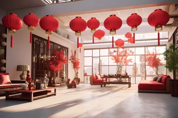 Fotobehang Chinese new year decoration at living room © A Denny Syahputra