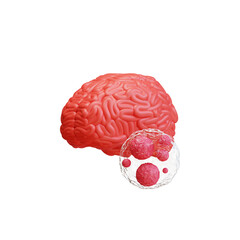 Glioma Cancer Tumor as malignant cells outbreak as a brain disease as a medical concept of neurological disease with 3D illustration elements