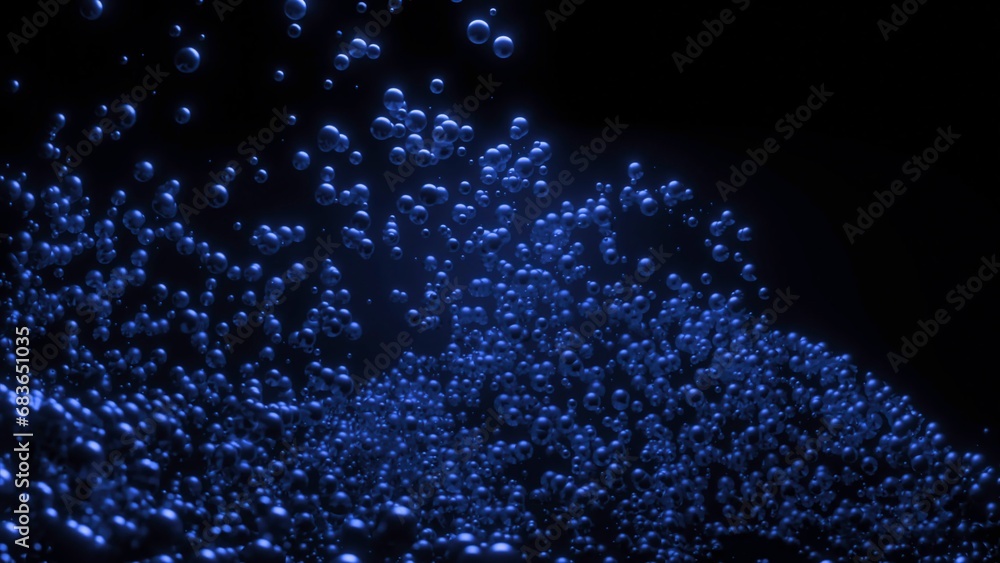 Poster a lot of balls are moving in flow. design. explosion of colored 3d balls. explosive stream of many e