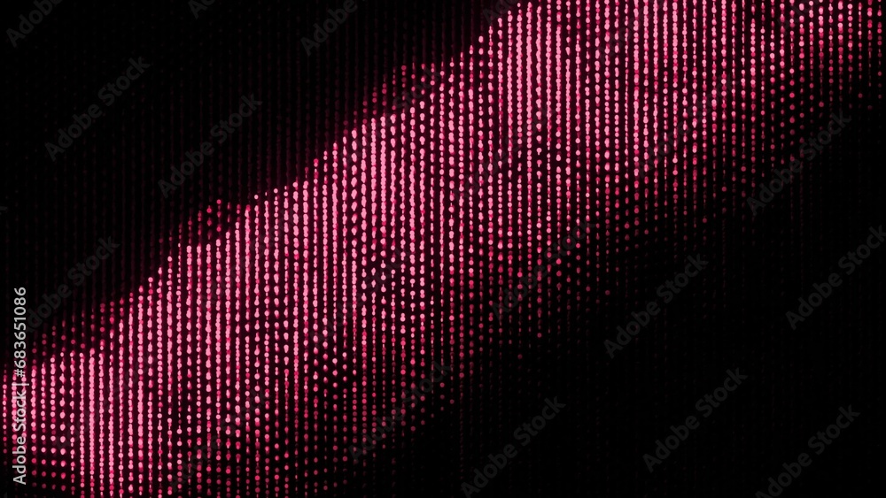 Aufkleber moving waves of glowing dots on black background. design. bright electronic dots move in waves in cy