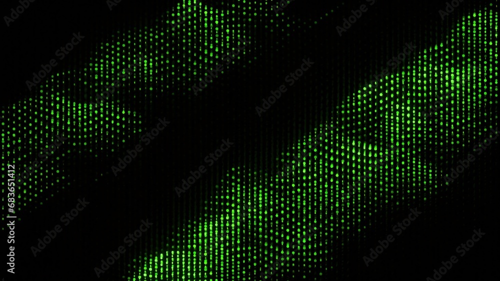 Poster glowing electronic dots move in waves in space. design. electronic luminous dots move in streaming w