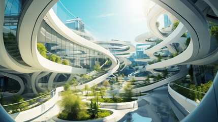 Eco-Conscious Modern Architecture: Biomorphic abstract Design for a Greener Tomorrow