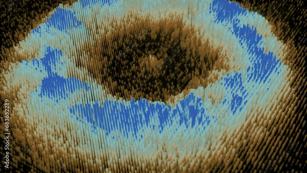 Poster waves are moving towards center. design. bright colorful waves move on surface of cyber texture. col