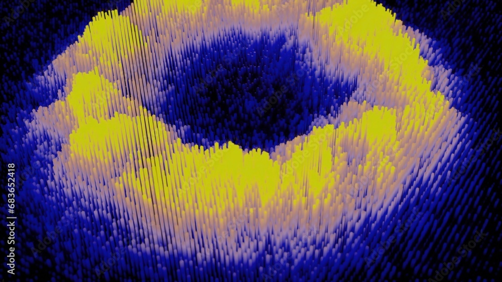 Aufkleber waves are moving towards center. design. bright colorful waves move on surface of cyber texture. col