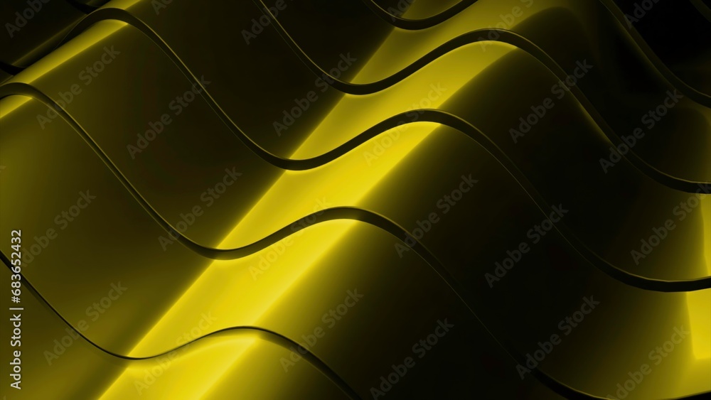 Aufkleber wavy metal lines move in background. design. bands with metallic luster move in waves. background an