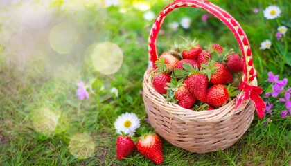 Fototapeta na wymiar An image of cute fresh strawberries in a basket