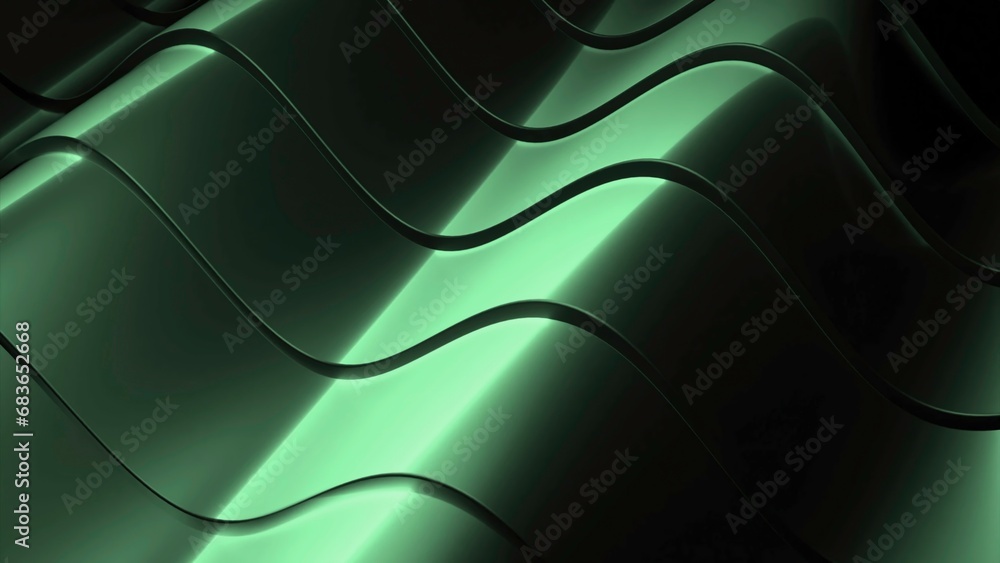 Poster bands with metallic texture move in waves. design. wavy 3d stripes with metallic texture. 3d lines m