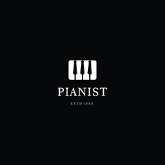 Obraz premium Piano combine with tie logo design on black background