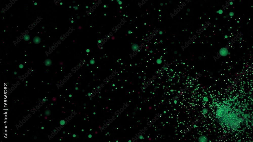 Poster storm of many colored dots. design. swarming stream of colored dots on black background. a lot of po