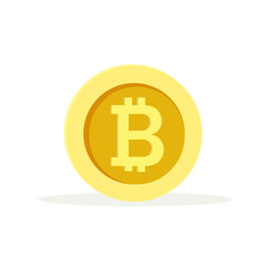 Bitcoin coin icon. Gold bitcoin cartoon style isolated. Shiny gold bitcoin sign for designers and illustrators. Gold piece in the form of a vector illustration. Digital currency. Vector icon