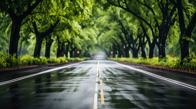Road Foggy Forest Rainy Day Spring, Wallpaper Pictures, Background Hd 