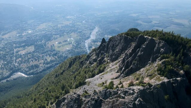 Drone Flight Over Washington Hiking Trail on Mt Si