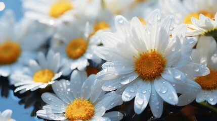 Naklejka premium Daisy Flowers Under Sweet Rain Natural, Wallpaper Pictures, Background Hd 