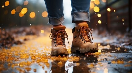 Feet Rubber Boots Rain Puddle City, Wallpaper Pictures, Background Hd 