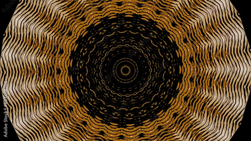Poster pulsating circular pattern with luminous rings. design. rhythmic pulsations of circular pattern on b