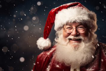 Santa Claus smiling on blur background. Ai generated images