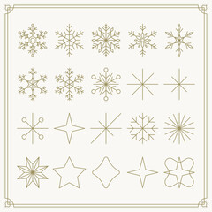 Snowflake vector illustration drawn with gold lines.